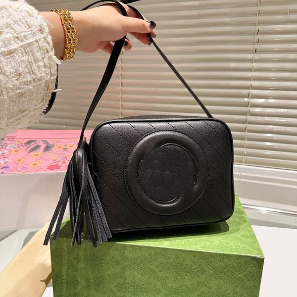 Borsa per fotocamera di lusso Borse a tracolla di marca di marca Borse a tracolla di alta qualità in vera pelle Borse di moda Borsa a tracolla per temperamento da donna nera con nappa