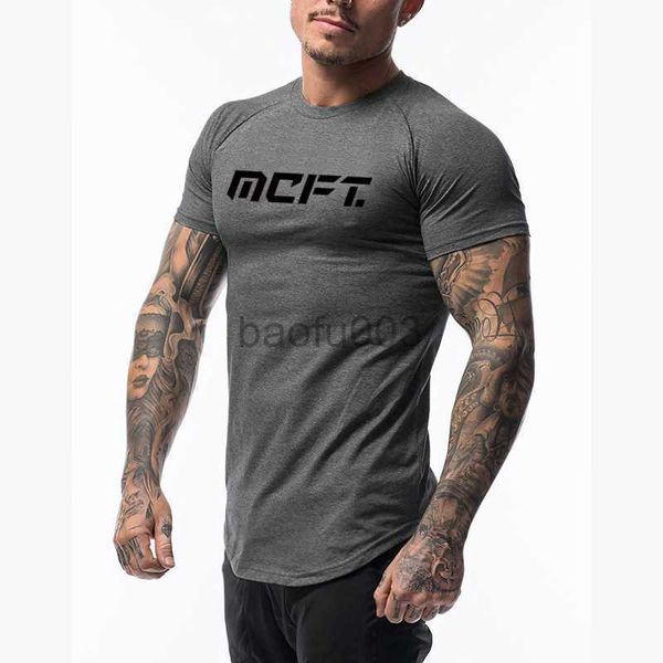 Мужские футболки Новая фитнес-спортивная рубашка мужская хлопчатобумажная топа