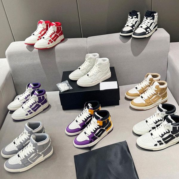 Hot Men Sneakers Skel Top alto Bianco Arancione Scarpe Donna Nero Ami Nero Scarpe da corsa Grigio chiaro Nero Designer Scarpe da ginnastica K9bU #