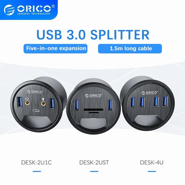 HUBS ORICO Desk Gromet USB 3.0 Hub Scheda audio Tipo C Splitter SD TF Dock Station Audio Mic Audio Interfaccia per PC desktop Desk