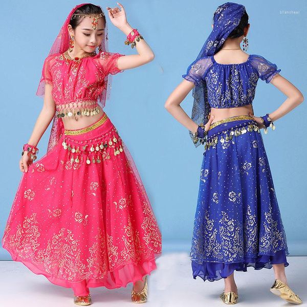 Vestuário de dança do ventre para meninas, trajes de dança do ventre, fantasias de Bollywood para crianças, roupas sensuais, veado oriental