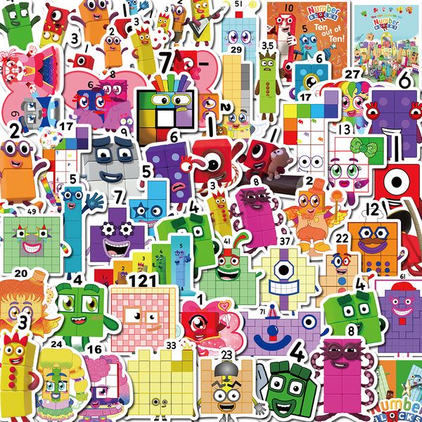 Adesivos para crianças de brinquedos 1052pcs NumberBlocks desenho animado vintage para diy infantil caderno de bagagem de motocicleta laptop refrigerador de decalques brinquedos 230530