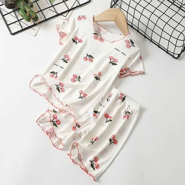 Set di abbigliamento Ragazze Stampa completa Maglietta a maniche corte Pantaloni Abiti in due pezzi Abbigliamento estivo Bambino Nuovo stile Carino sottile e morbido per la casa