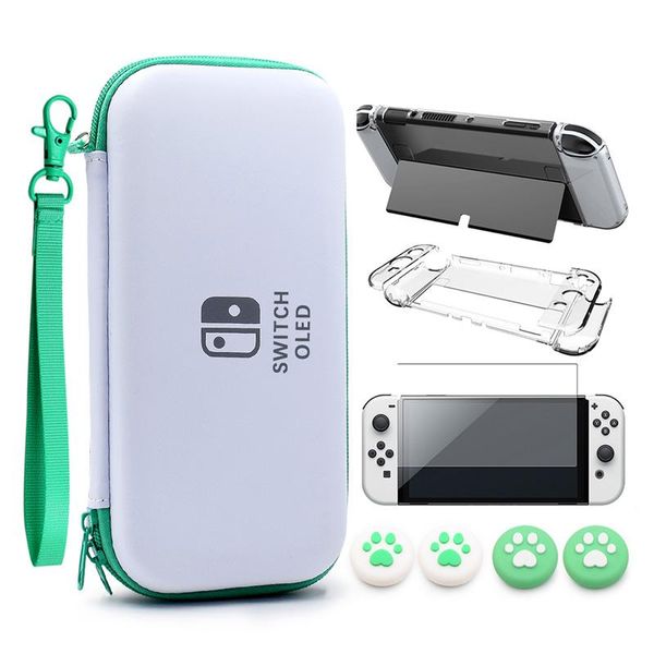 Borse Switch Custodia OLED Borsa per il trasporto Kit di accessori Custodia protettiva per PC Custodia trasparente Proteggi schermo con impugnature analogiche per accessori di gioco Joycon