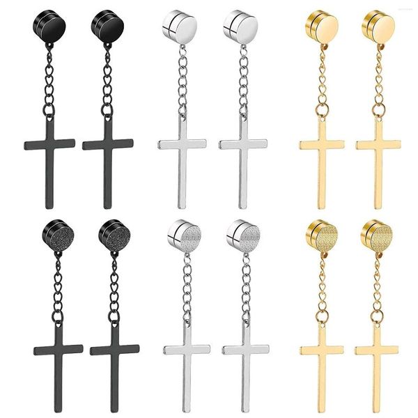 Orecchini a bottone 2 pezzi Punk Mens Strong Magnet Magnetic Cross Ear Set Non Piercing Fake Gift For Boyfriend Lover Jewelry