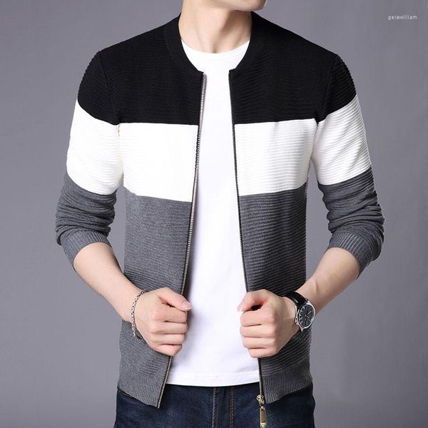 Camisolas masculinas 2023 Casaco masculino Round Neck Fashion Patchwork Cardigan Men Jacket Jacket Sweater