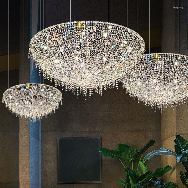 Lustres lustres led luz Luz de luxo moderno lustre de cristal para sala de jantar decoração criativa redonda pendurada lustre lustre bedroom acessórios