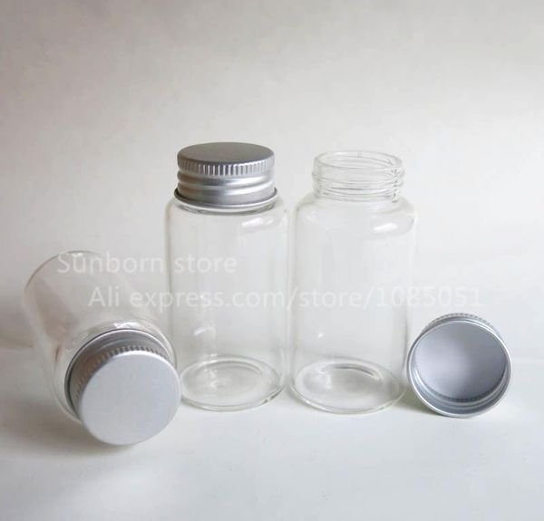 Anzüge 5 x 65 ml hochwertiger hochwertiger Boro Siliate -Glasflasche mit Aluminiumkappe 65cc Clear leerer Glasbehälter