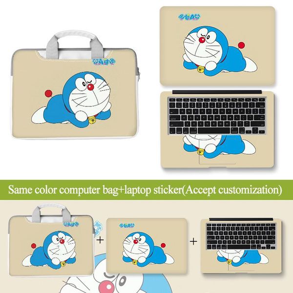 Zaino Borsa a tracolla adesiva per tastiera portatile fai-da-te Serie Doraemon Borsa adesiva in pelle impermeabile e antipolvere