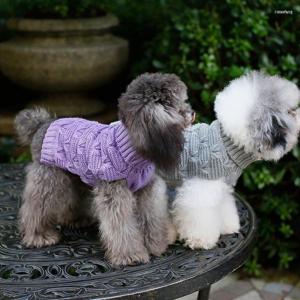 Abbigliamento per cani Maglioni per cani Elegante colore misto Inverno Caldo Piccolo dolcevita Pet Maglieria Outfit Chihuahua Yorki