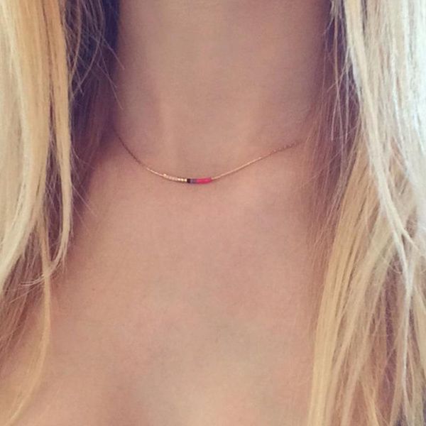 CHOKER MURENDY WIRE Разноцветное колье из бусинки Золотая серебряная цепь подвеска на шее для женщин украшения