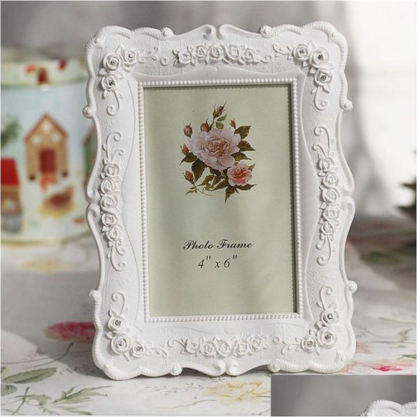 Çerçeveler ve pervazlar beyaz reçine po çerçeve vintage resim boyama gül çiçek oturma odası ev dekor hediyesi 6 7 8 10inch vt1668 dho6z damla