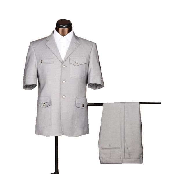 Anzüge 2023 Sommer Kurzarm Blazer Maskuline Office Uniform Design Kleidungsstück Fabrik Fancy Suits für Männerkleidung Safari Anzug Versorgung