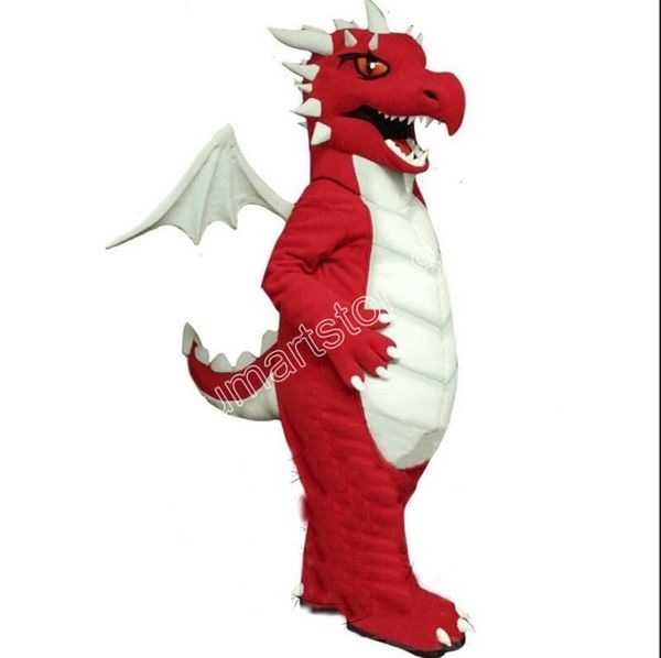 Red Dragon Mascot Costume Carnevale Unisex Adulti Outfit Adulti Taglia Natale Festa di compleanno Outdoor Dress Up Costume Puntelli