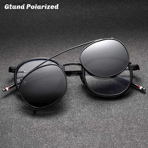 Gtand Vintage runde Metall-Steampunk-Stil, polarisierte Clip-on-Sonnenbrille, abnehmbare TR90-Sonnenbrille, Anti-Blau-Brillenrahmen, L230523