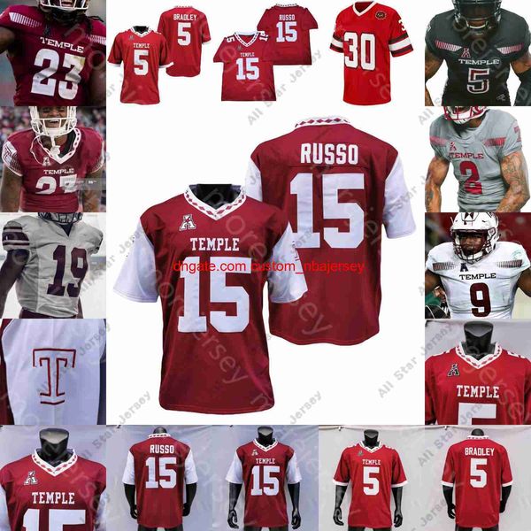 Camisas de futebol Temple Owls Jersey NCAA College Anthony Russo Muhammad Wilkerson 18 D'Wan Mathis Edward Saydee Justin Lynch Jose Barbon Randle