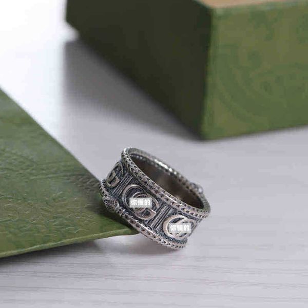 colar de pulseira de joias de designer SJ. Clássico alma cobra casal anel antigo boca fechada esculpida anel masculino dominador novas joias de alta qualidade