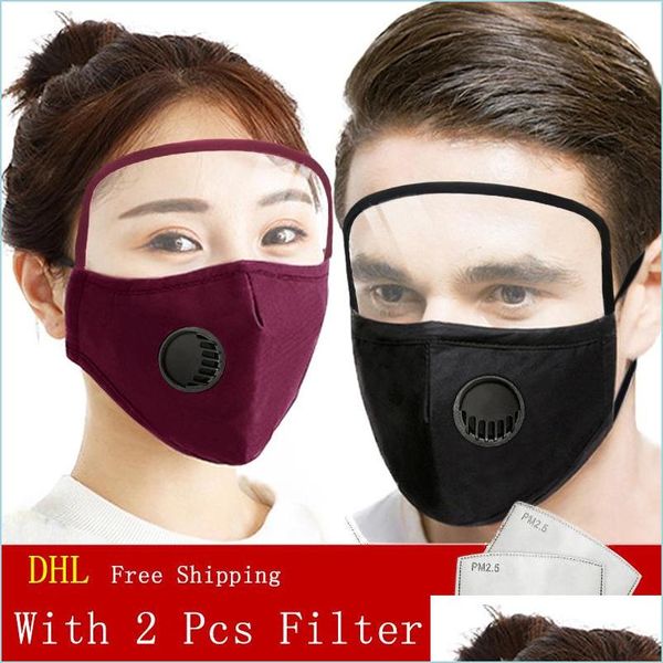 Designer-Masken 2 in 1 Fashion Breathing Vae Gesichtsmaske mit PCs Pm2.5 Filter Baumwolle Staub und Smog wiederverwendbare Schutz Drop Lieferung H Dhzoe