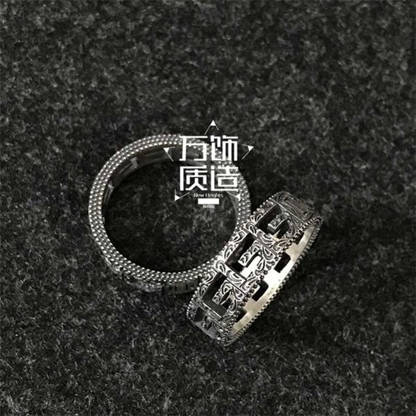 2023 Nuovo anello collana braccialetto gioielli di design Antico rattan puro inciso scava fuori per uomo donna