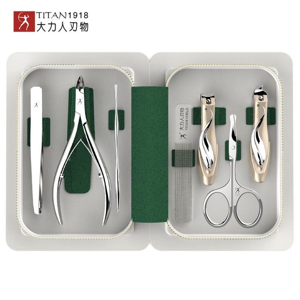 Kit Titan Set manicure Set contrasto colore Tagliaunghie Kit strumenti taglierina Custodia da viaggio pedicure in acciaio inossidabile per uomo donna