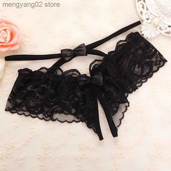 Slip Mutandine Donna Sexy Lingerie Erotica Con apertura sul cavallo Mutandine Pizzo Trasparente Crotchless Biancheria intima Mutande Pizzo Sexy G-String Vendita calda T23601