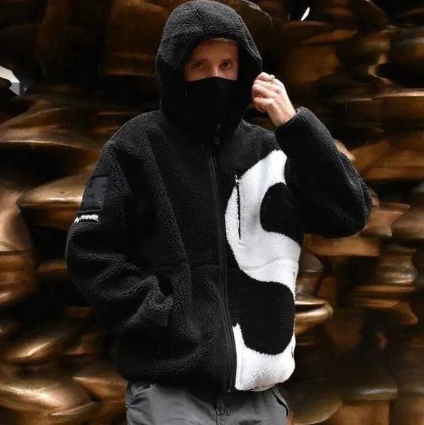 2023 jaquetas de inverno para mulheres homens oversized preto cashmere jaqueta com zíper com capuz casaco feminino