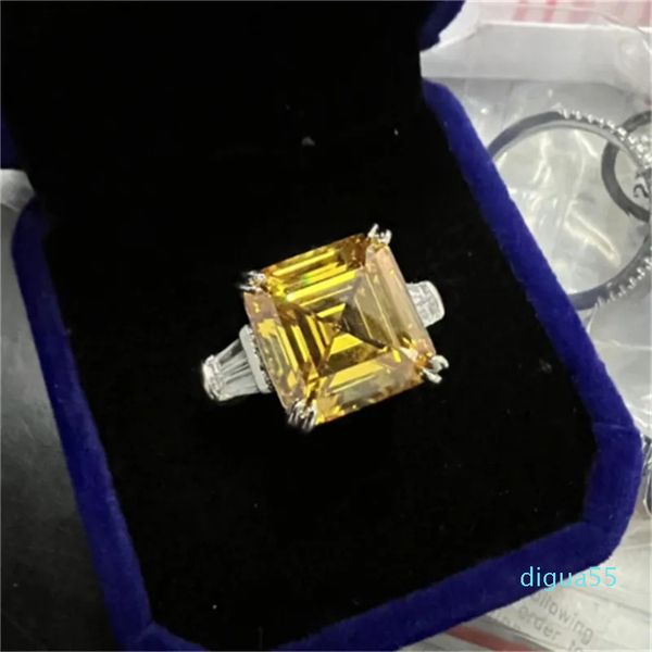 ASSCHER CORTE 6CT LAB TOPAZ RING RING 925 STERLING SLATER Party Watering Band Rings For Mull Men Men noivado Jóias
