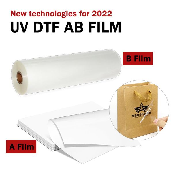Paper UV DTF AB FILME ADIFICADO PARA A3 A4 A2 A1 A0 L1800 R1390 L805 4060 6090 UV DTF Transfer Film Stick para Roland Seiko UV Impressora