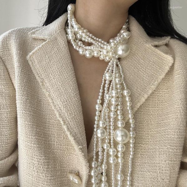 Choker Pearl Tears Collana di avvolgimento della sciarpa in stile classico francese retrò