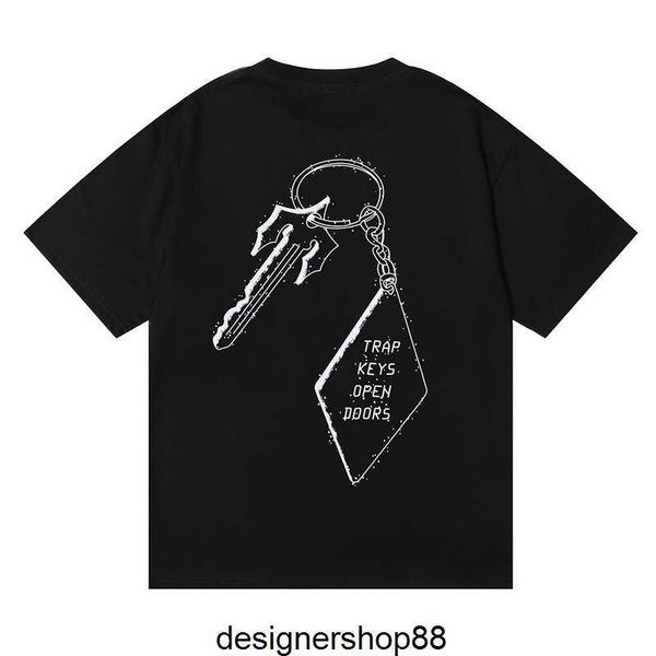 Мужские футболки 2023fw Высококачественная дизайнерская футболка Trapstar London Trap Keys Open Doors Хлопковая футболка с коротким рукавом из двойной пряжиbvs6LOKG