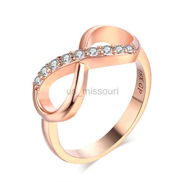 Anéis de banda design anéis infinitos para mulheres cor de ouro rosa cristal zircão anel declaração casal para meninas acessórios de joias da moda R407 J230531