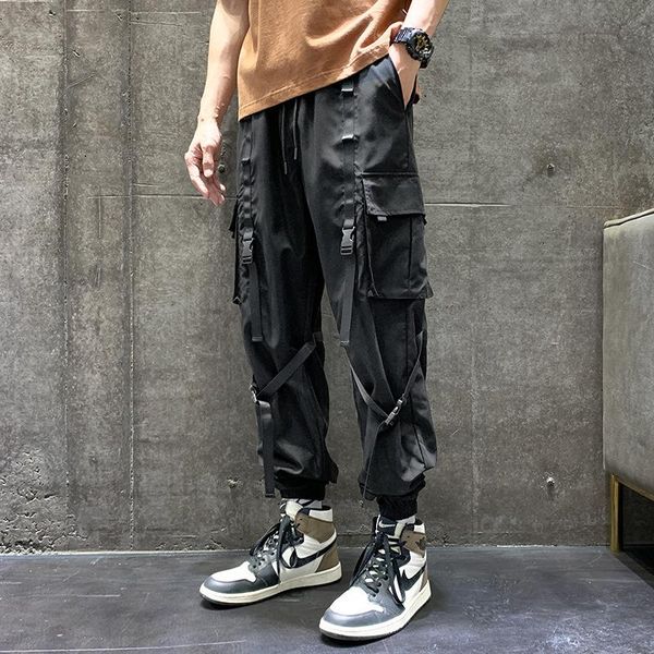 Calças masculinas kargo estudante oversized hip hop streetwear joggers casual carga calça calças cintura elástica solta dança pant homem meninos