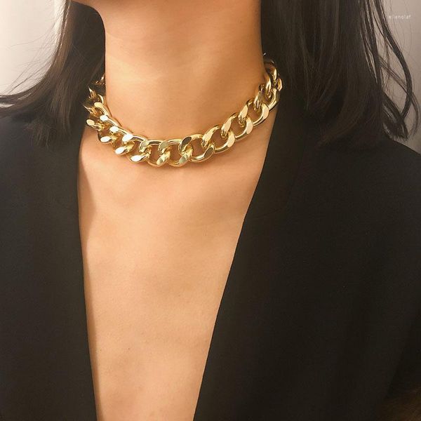 Catene Venditore Punk Oro Collana a catena spessa per le donne Moda Hip Hop Esagerato Big Chunky Collar Collane Party Jeweley Gift