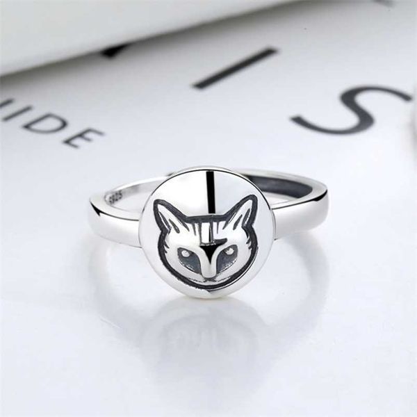 2023 novo designer de joias pulseira colar anel 925 maré cabeça de gato simples minoria esterlina versátil feminino