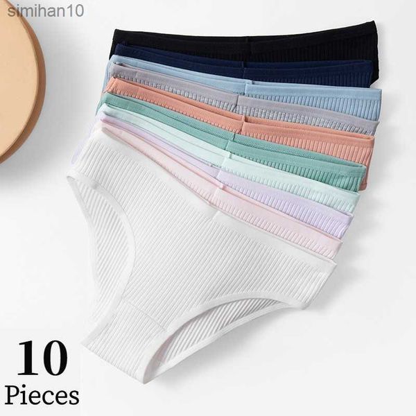 Slips Höschen Bzel 10pcs/Set Damenhips sexy atmungsaktive Unterwäsche bequeme Dessous -Baumwoll -Streifen -Briefs Mode gemütliche Unterhose Verkauf L230518