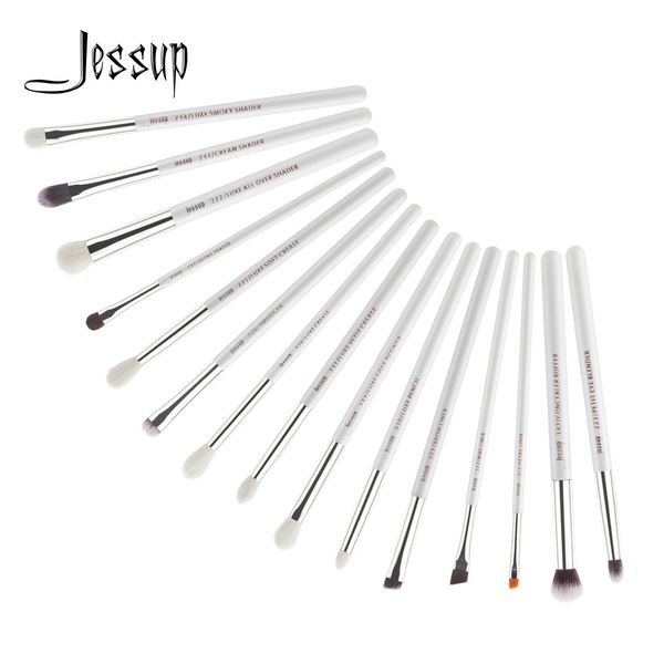 Ben spazzole jessup 15pcs spazzole per il trucco perla bianca/argento sintetico setole maquiagem Professional Honeshadow Pencil Busine T237 T237