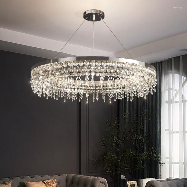 Lampadari Lampade a sospensione Cristallo di lusso moderno Illuminazione a led Cerchio Anelli Soggiorno Sala da pranzo Decorazioni per la casa Sospendere lampade Apparecchi