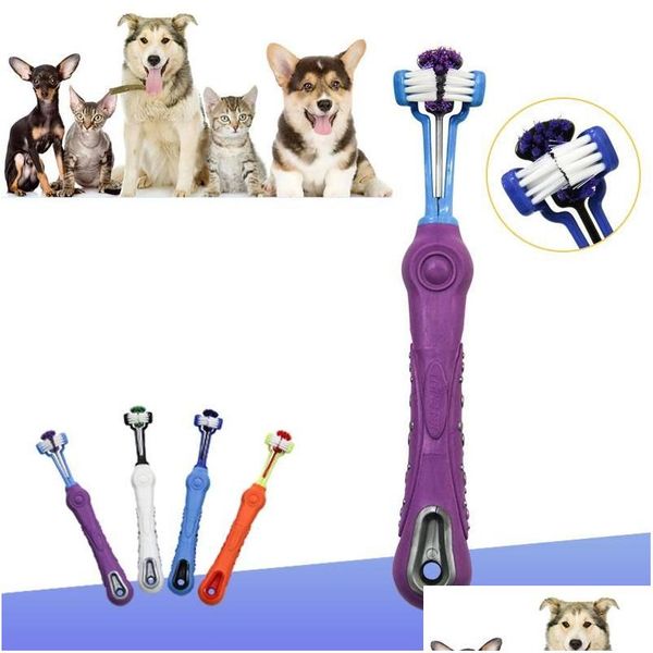 Andere Hundebedarf Haustierzahnbürste Mundpflege Waschen Dreiseitige Katzenzahnbürste Haustiere Sauberer Mund Zahnreinigung Pflegewerkzeuge Drop Dh3Ih