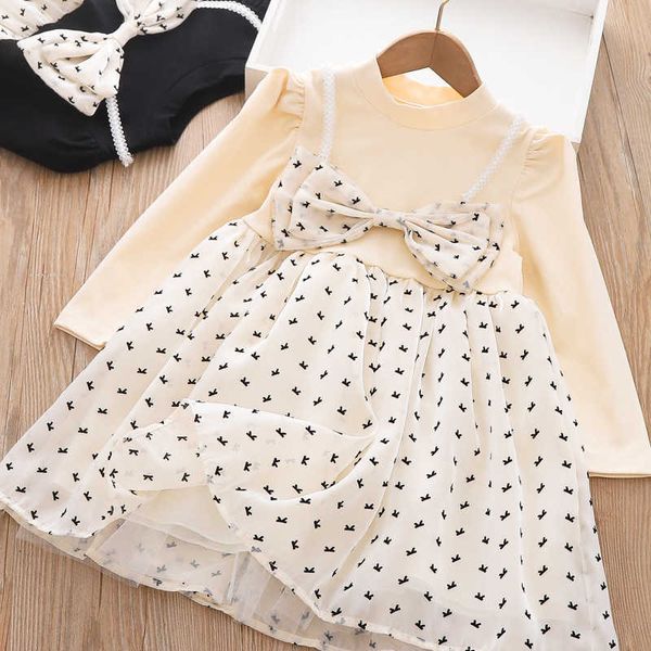 Abiti da ragazza Bambini Toddler Girls Autumn Dress 2022 New Children Super Fairy Princess Dress Grils Baby Fake Due abiti alla moda AA230531