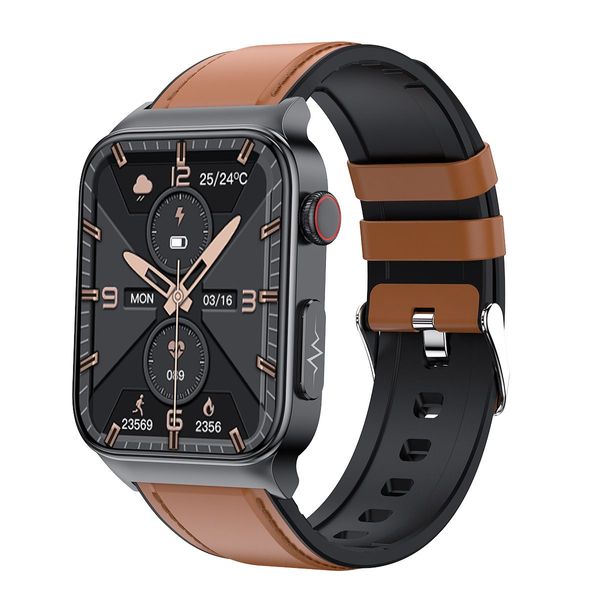 E500 grande schermo inglese smart watch mobile connesso con IOS 1.83 pollici Orologio non invasivo ECG Ppg Temperatura corporea Ossigeno nel sangue