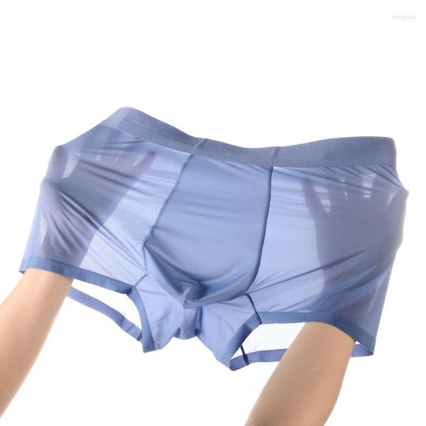 Летние банки Summer 50G Ice Silk's Men's Men's Sicking Boxer Shorts дышащие сверхдержанные прозрачные оптовые молодежные нейлоновое белье