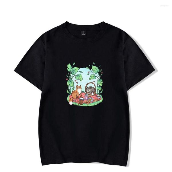 Damen T-Shirts Kattvaik 2D bedrucktes T-Shirt Sommer Street Fashion Damen/Herren Sweatshirt Oversize Shoet Sleeve Top