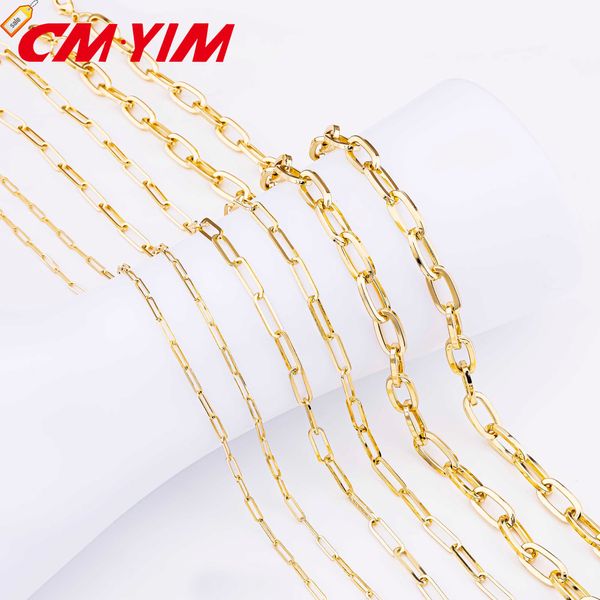 CM YIM YIM FATHA ATUALIZAÇÃO Link oval Cadena de Paper Clip 14K Gold Plated Chilled Jewelry Colarclip Colar para mulheres