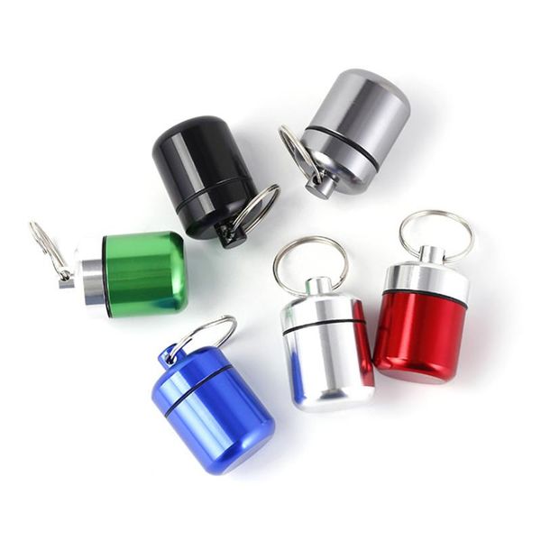 Ringe Mini tragbarer Aluminiumpillenkoffer Schlüsselbund Outdoor -Taschenpill Box Container Carry Flasche Häuse Hörschutz Ohrstöpsel