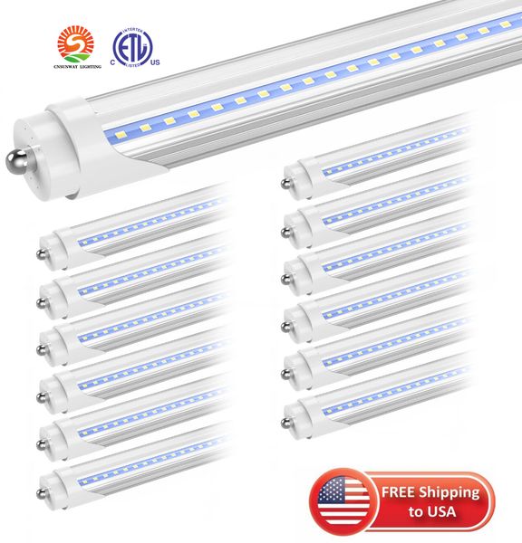 Tubos de LED 8 pés led 8 pés de pino único t8 FA8 LEDS Lights 45W 4800Lm Lâmpadas de tubo fluorescente 85-265V - Estoque nos EUA