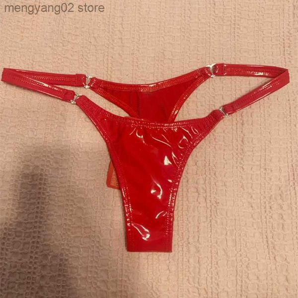 Slips Höschen Plus Size Frauen Tangas und G-Strings PVC Wetlook Leder Höschen Sexy Bikini Shorts Bragas Lenceria Erotik Mujer Sexi Unterwäsche T23601