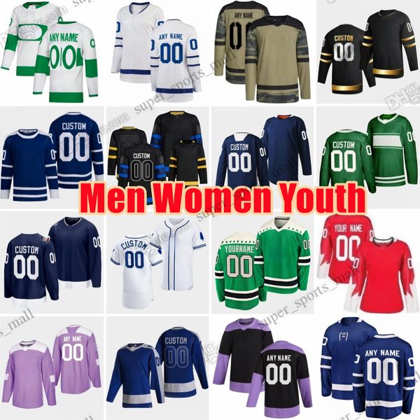 Personalizzato S-6XL Film College Hockey indossa la maglia John Tavares Auston Matthews Mitch Marner Morgan Rielly Noel Acciari T.J. Brodie Michael Bunting