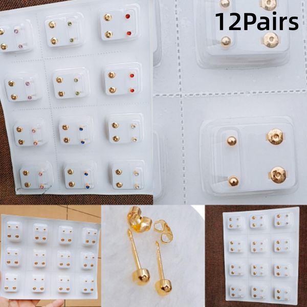 12 pares Brincos médicos de cristal kits de ferramentas de piercing de orelha de aço cirúrgico de aço para orelhas para a orelha corporal jóias de jóias