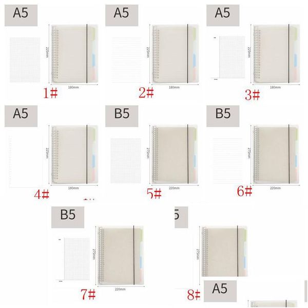 Notizblöcke Frosted Transparent Coil Notebook Metall Colorf Looseleaf PP A5 / B5 Abnehmbarer Notizblock Wasserdicht Er Schulbedarf Drop Deli Dhrby