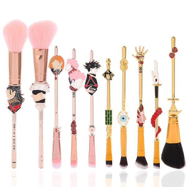 Pincéis Hot Japan Anime Jujutsu Kaisen Magiz Brushes Ferramenta Conjunto de ferramentas de 10pcs Cosmético Bush Shadow Brending Brush MAQUIAGEM